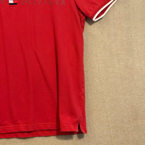 Tommy Hilfiger Polo Men's XL Red Short Sleeves Custom Fit - Picture 4 of 12